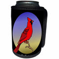3dRose Mark Grace GRACEVISIONS Birds - BIRDS red cardinal 2 on black - Can Cooler Bottle Wrap (cc_25557)