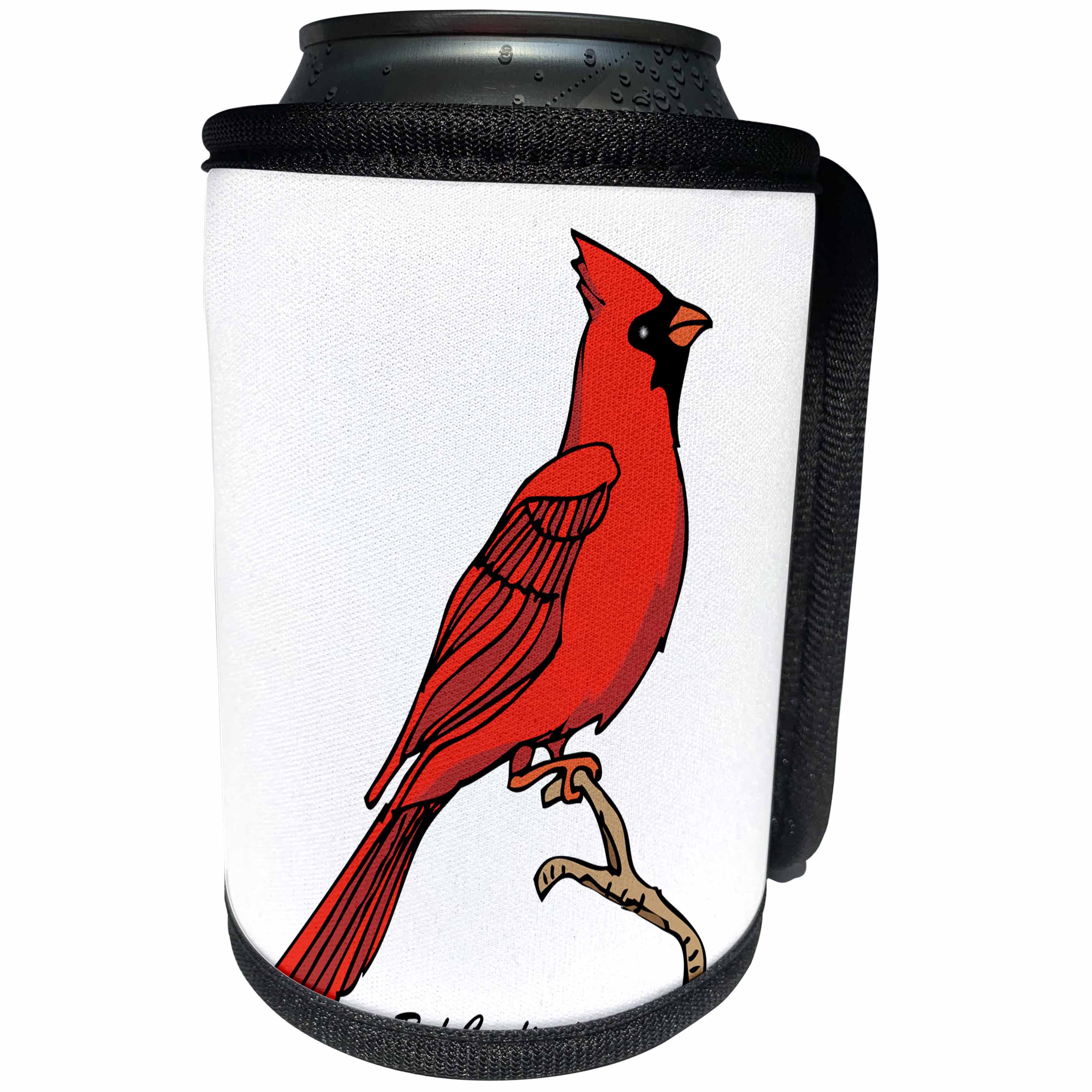 3dRose Mark Grace GRACEVISIONS Birds - BIRDS red cardinal 3 on white - Can Cooler Bottle Wrap (cc_25559)
