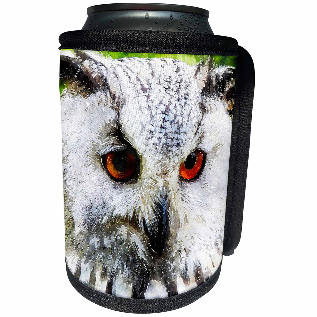 3dRose Uta Naumann Watercolor Illustration Animal - Animal Bird Owl in Watercolor - Can Cooler Bottle Wrap (cc_255607)