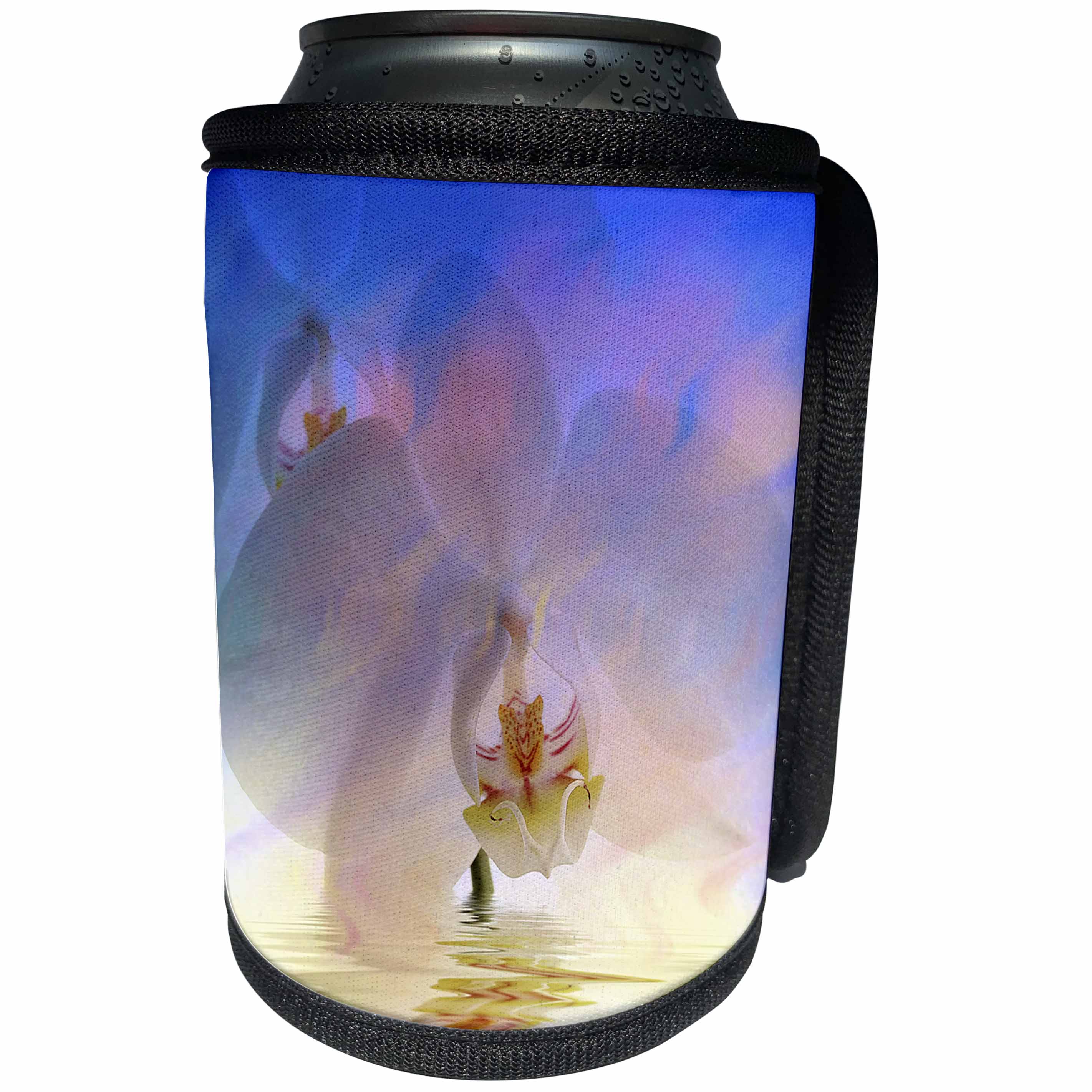 3dRose Uta Naumann Photography Flowers - Orchid in Water with beautiful Reflection - Can Cooler Bottle Wrap (cc_255616)