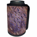 3dRose Uta Naumann Watercolor Pattern - Boho Purple Metal Shining Feather Pattern - Can Cooler Bottle Wrap (cc_255617)