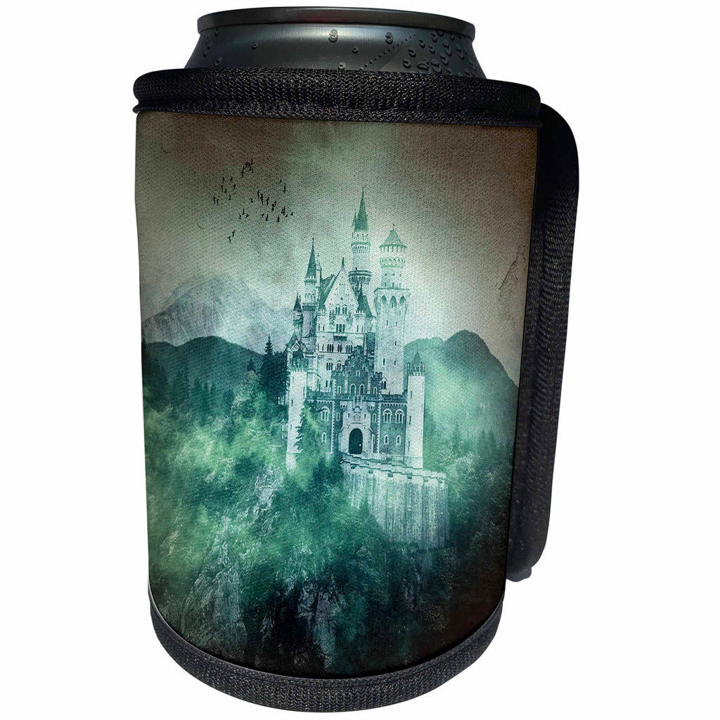 3dRose Uta Naumann Photodaption - Landscape Dark Photoadaption of Famous German Castle in Mountains - Can Cooler Bottle Wrap (cc_255634)