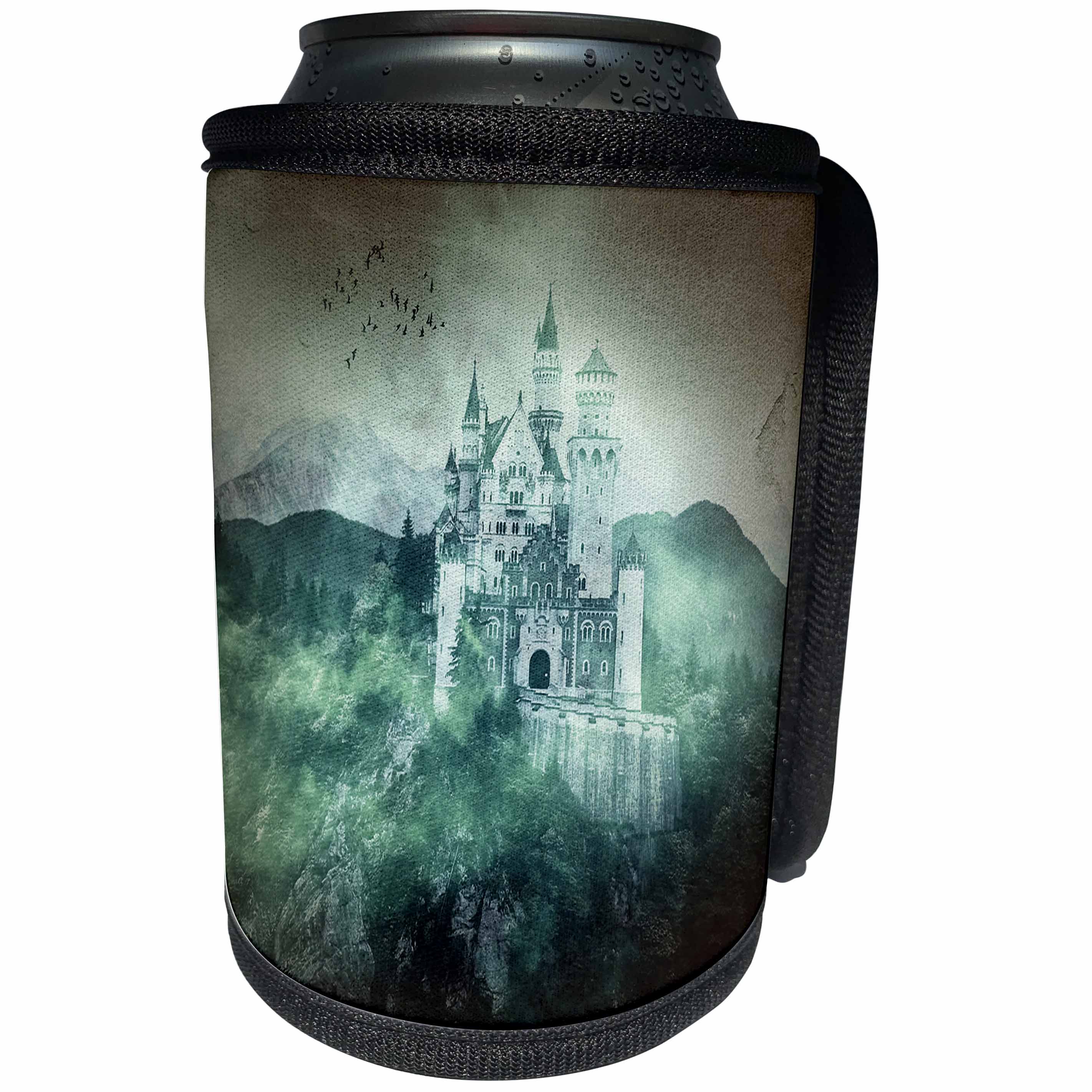 3dRose Uta Naumann Photodaption - Landscape Dark Photoadaption of Famous German Castle in Mountains - Can Cooler Bottle Wrap (cc_255634)