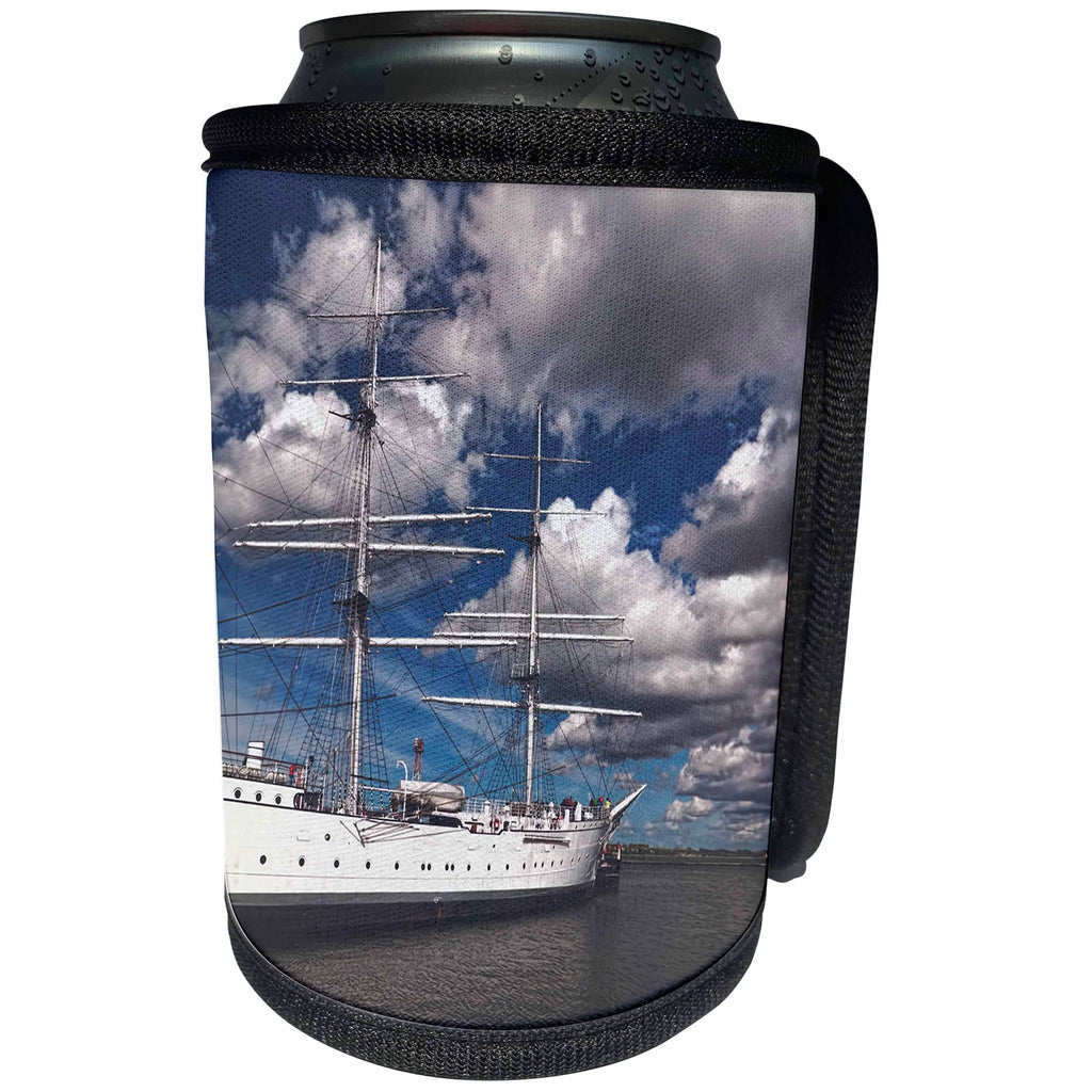 3dRose Uta Naumann Photography Landscapes - Huge Ship in Harbour in Summer at the Sea - Can Cooler Bottle Wrap (cc_255641)
