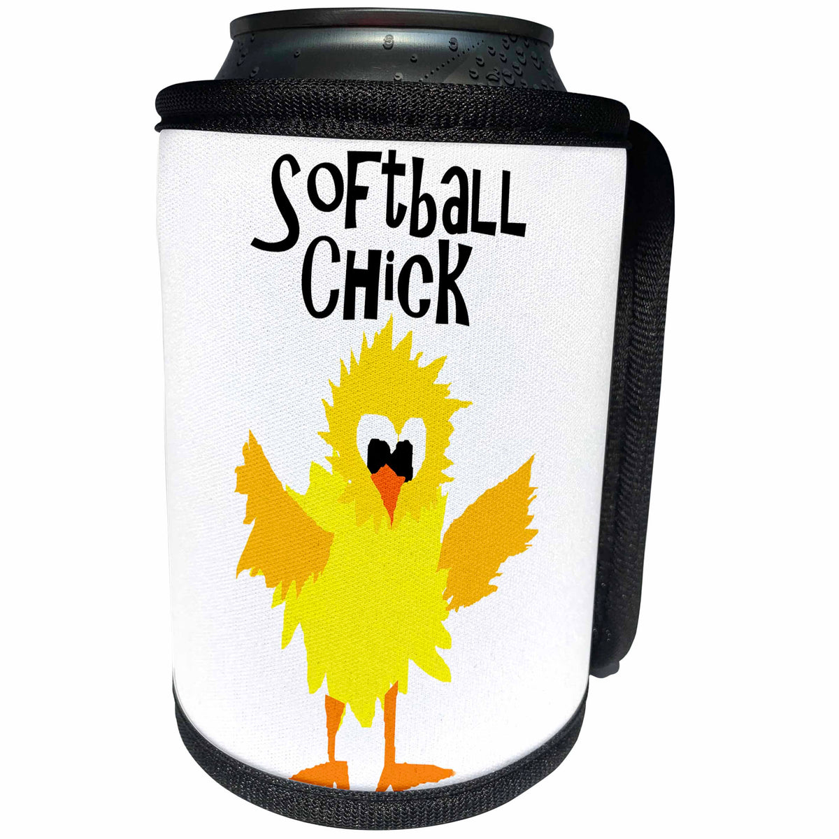 3dRose All Smiles Art Sports and Hobbies - Funny Cute Softball Chick Softball Player - Can Cooler Bottle Wrap (cc_255648)