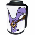 3dRose All Smiles Art Music - Funny Cute Purple Trex Dinosaur Playing Banjo - Can Cooler Bottle Wrap (cc_255651)