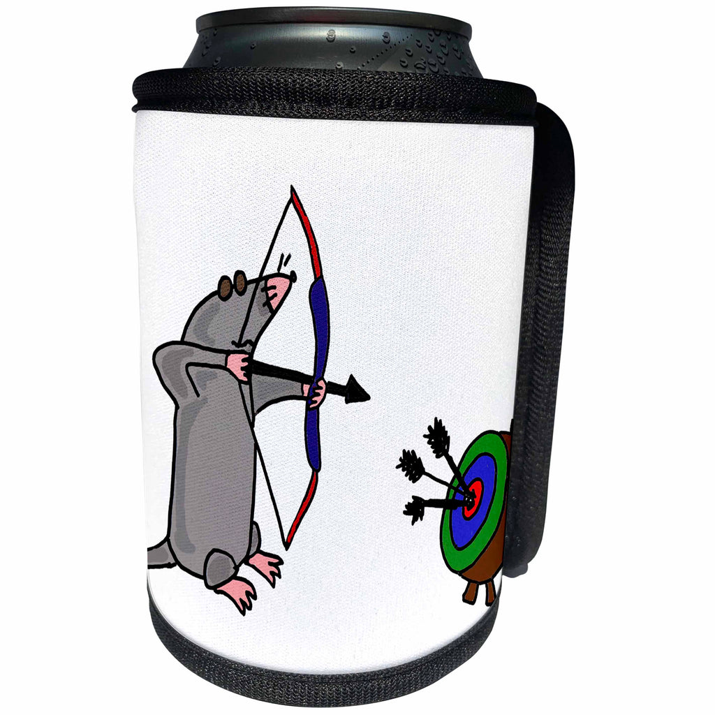3dRose All Smiles Art Sports and Hobbies - Funny Blind Mole Shooting Archery - Can Cooler Bottle Wrap (cc_255654)