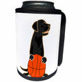 3dRose All Smiles Art Sports and Hobbies - Funny Cute Black Labrador Retriever Playing Basketball - Can Cooler Bottle Wrap (cc_255656)