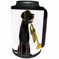 3dRose All Smiles Art Music - Funny Black Labrador Retriever Playing the Trumpet - Can Cooler Bottle Wrap (cc_255664)