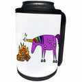 3dRose All Smiles Art Dragons and Unicorns - Funny Cute Unicorn Roasting Marshmallows on his Horn - Can Cooler Bottle Wrap (cc_255667)