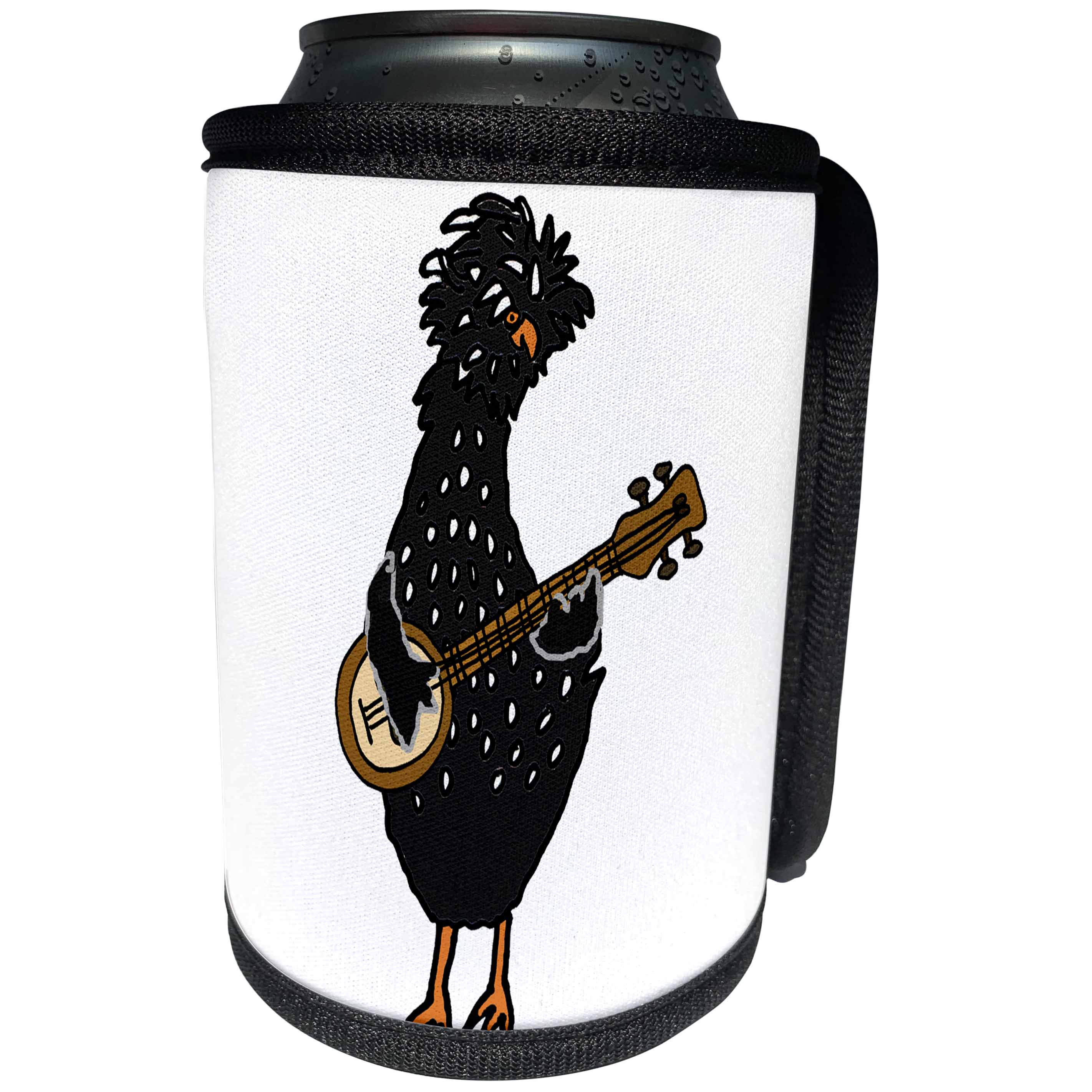 3dRose All Smiles Art Music - Funny Cute Polish Chicken Playing the Banjo - Can Cooler Bottle Wrap (cc_255668)