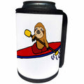 3dRose All Smiles Art Sports and Hobbies - Funny Cute Sloth Kayaking in Red kayak - Can Cooler Bottle Wrap (cc_255674)