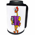 3dRose All Smiles Art Music - Funny Silly Rubber Chicken Playing Purple Accordion - Can Cooler Bottle Wrap (cc_255677)