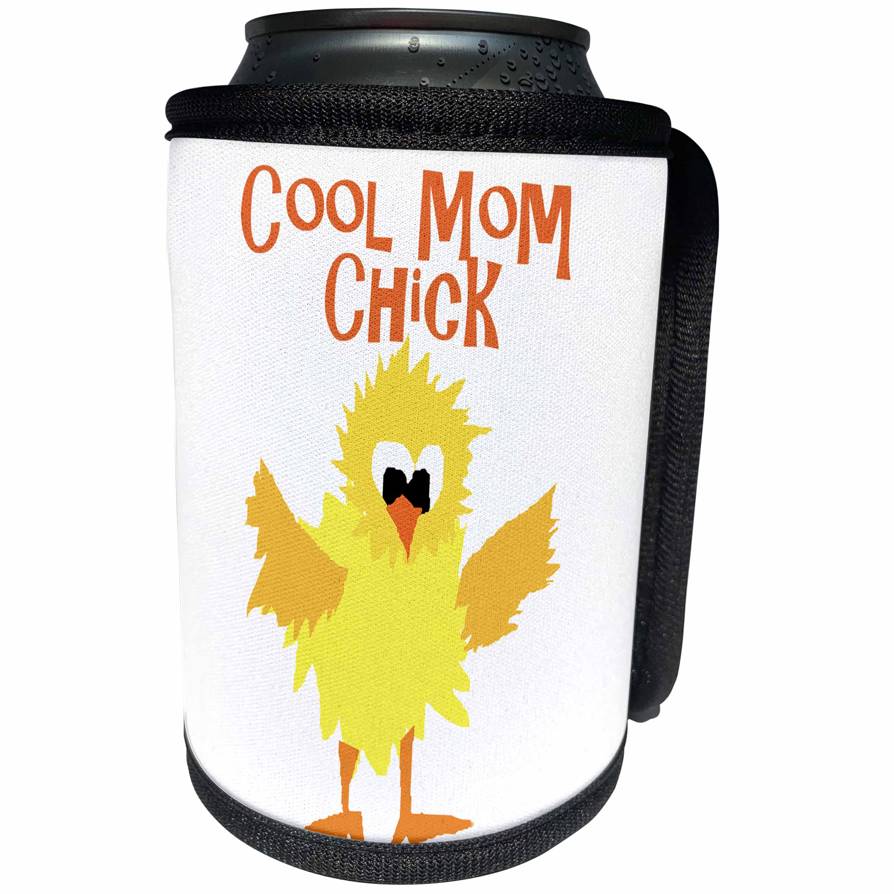 3dRose All Smiles Art Birds - Funny Cute Cool Mom Chick Chicken for Cool Mothers - Can Cooler Bottle Wrap (cc_255760)