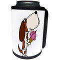 3dRose All Smiles Art Pets - Funny Cute Basset Hound Puppy Dog Eating Ice Cream Cone - Can Cooler Bottle Wrap (cc_255766)