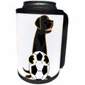 3dRose All Smiles Art Sports and Hobbies - Funny Cute Black Labrador Retriever Dog Playing Soccer - Can Cooler Bottle Wrap (cc_255773)
