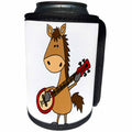 3dRose All Smiles Art Music - Funny Cute Horse Playing the Banjo - Can Cooler Bottle Wrap (cc_255777)