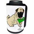 3dRose All Smiles Art Pets - Funny Cute Pug Puppy Dog Drinking Margarita - Can Cooler Bottle Wrap (cc_255781)