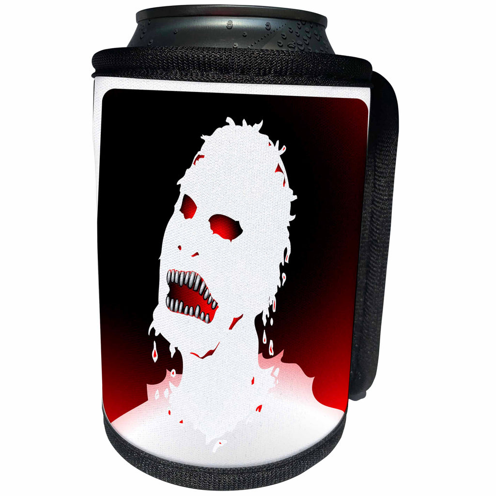 3dRose Mark Grace ZOMBIE SURVIVORS Zombies - ZOMBIES white zombie 1 on transparent - Can Cooler Bottle Wrap (cc_25579)