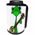 3dRose All Smiles Art Music - Funny Cute Green Tree Frog Playing the Banjo - Can Cooler Bottle Wrap (cc_255790)