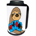 3dRose All Smiles Art Sports and Hobbies - Funny Cute Sloth Playing Card Game - Can Cooler Bottle Wrap (cc_255803)