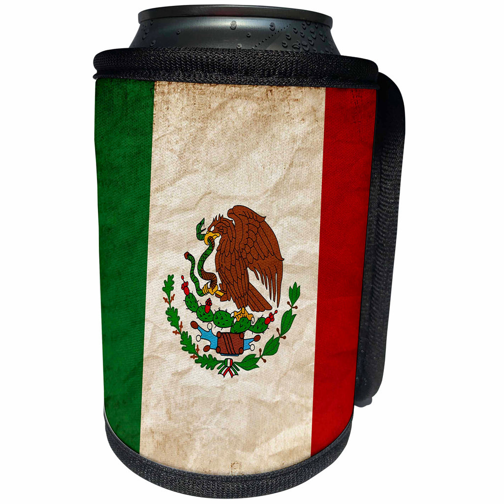 3dRose Sven Herkenrath Flags - Mexican Flag Golden Eagle Old Look Trendy Work - Can Cooler Bottle Wrap (cc_255818)
