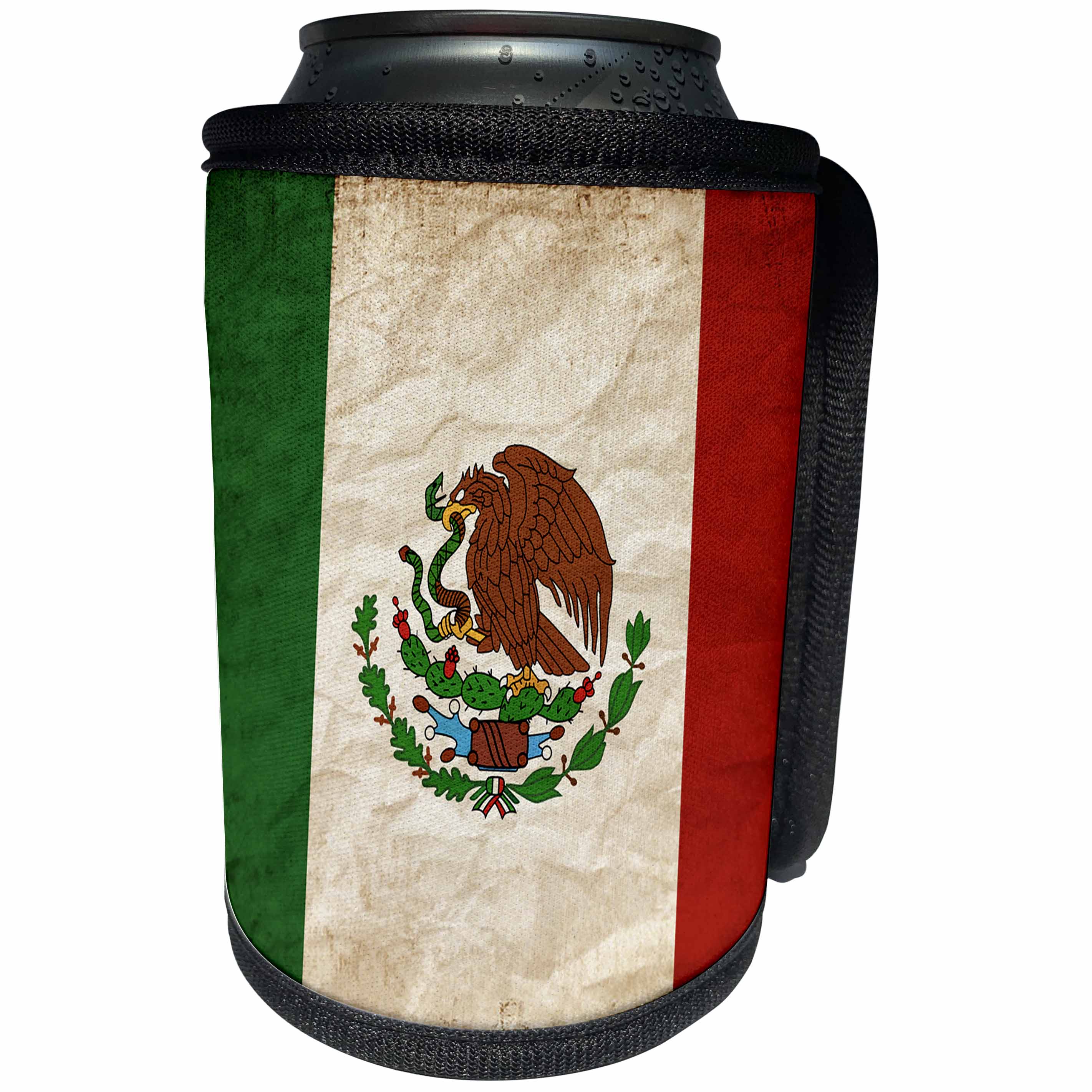 3dRose Sven Herkenrath Flags - Mexican Flag Golden Eagle Old Look Trendy Work - Can Cooler Bottle Wrap (cc_255818)
