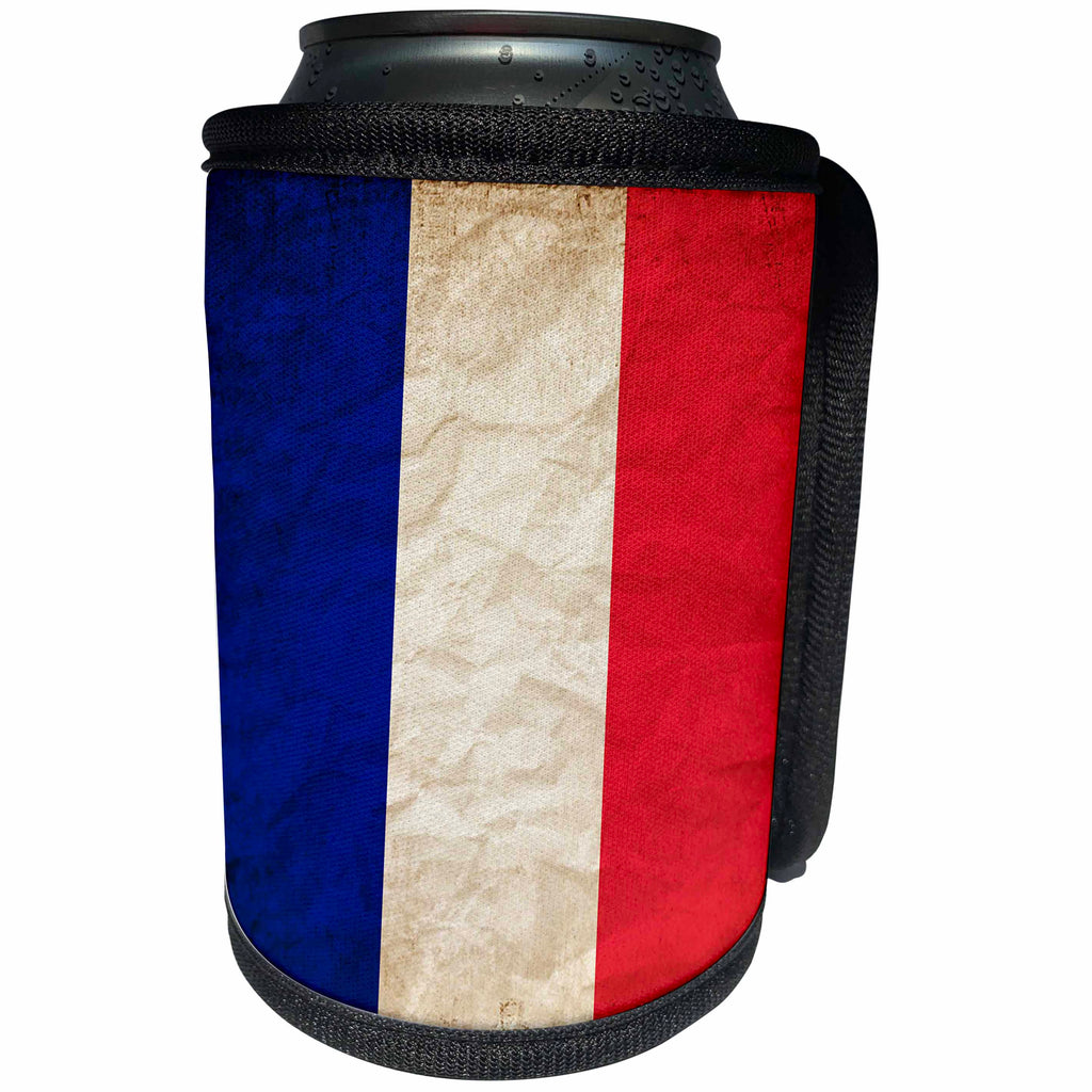 3dRose Sven Herkenrath Flags - French Flag Old Look Trendy Work Paris - Can Cooler Bottle Wrap (cc_255821)