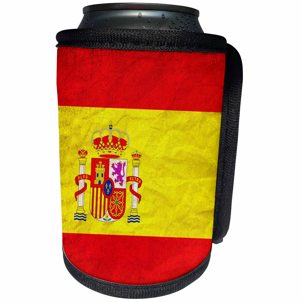 3dRose Sven Herkenrath Flags - Spanish Flag Old Look Trendy Work - Can Cooler Bottle Wrap (cc_255824)