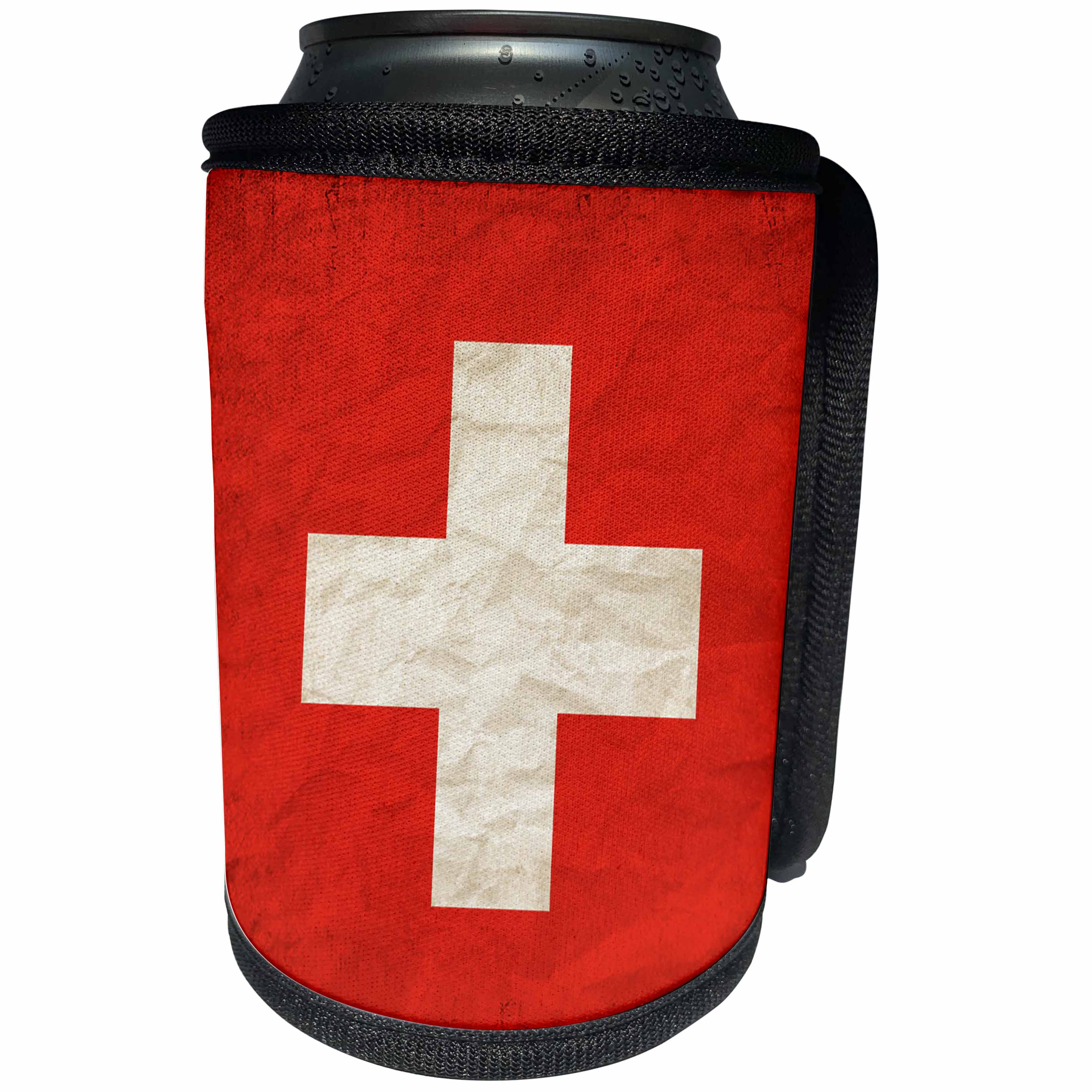 3dRose Sven Herkenrath Flags - Swiss Flag Old Look Trendy Work - Can Cooler Bottle Wrap (cc_255829)