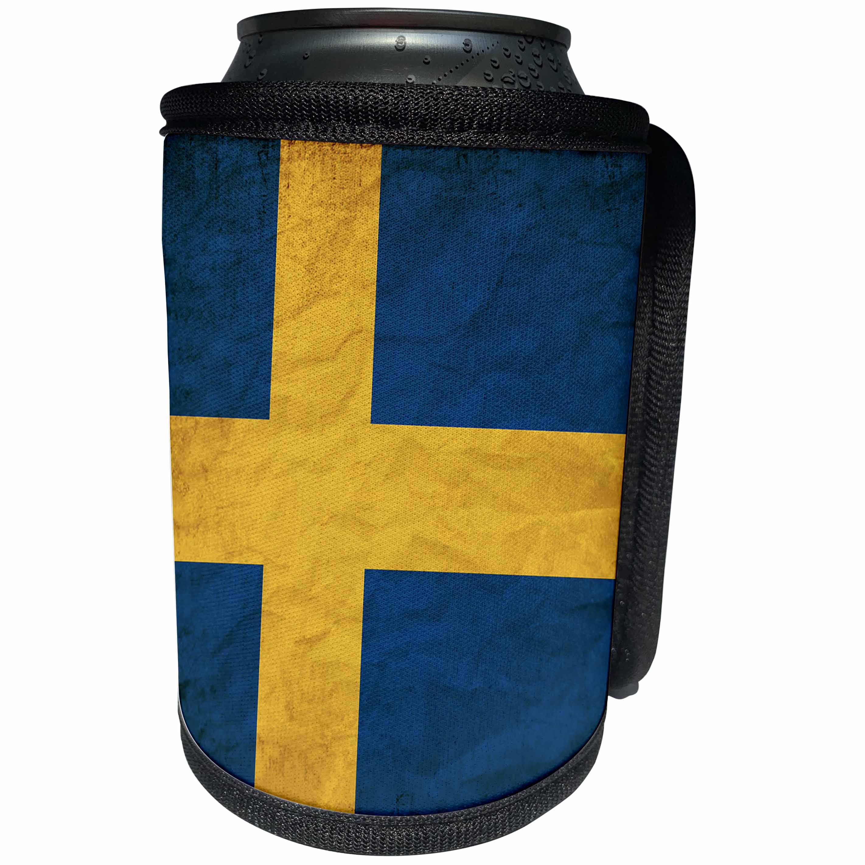3dRose Sven Herkenrath Flags - Swedish Flag Old Look Trendy Work - Can Cooler Bottle Wrap (cc_255830)
