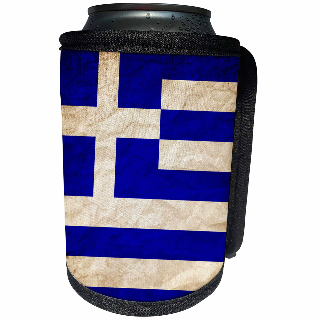 3dRose Sven Herkenrath Flags - Greek Flag Old Look Trendy Work - Can Cooler Bottle Wrap (cc_255835)