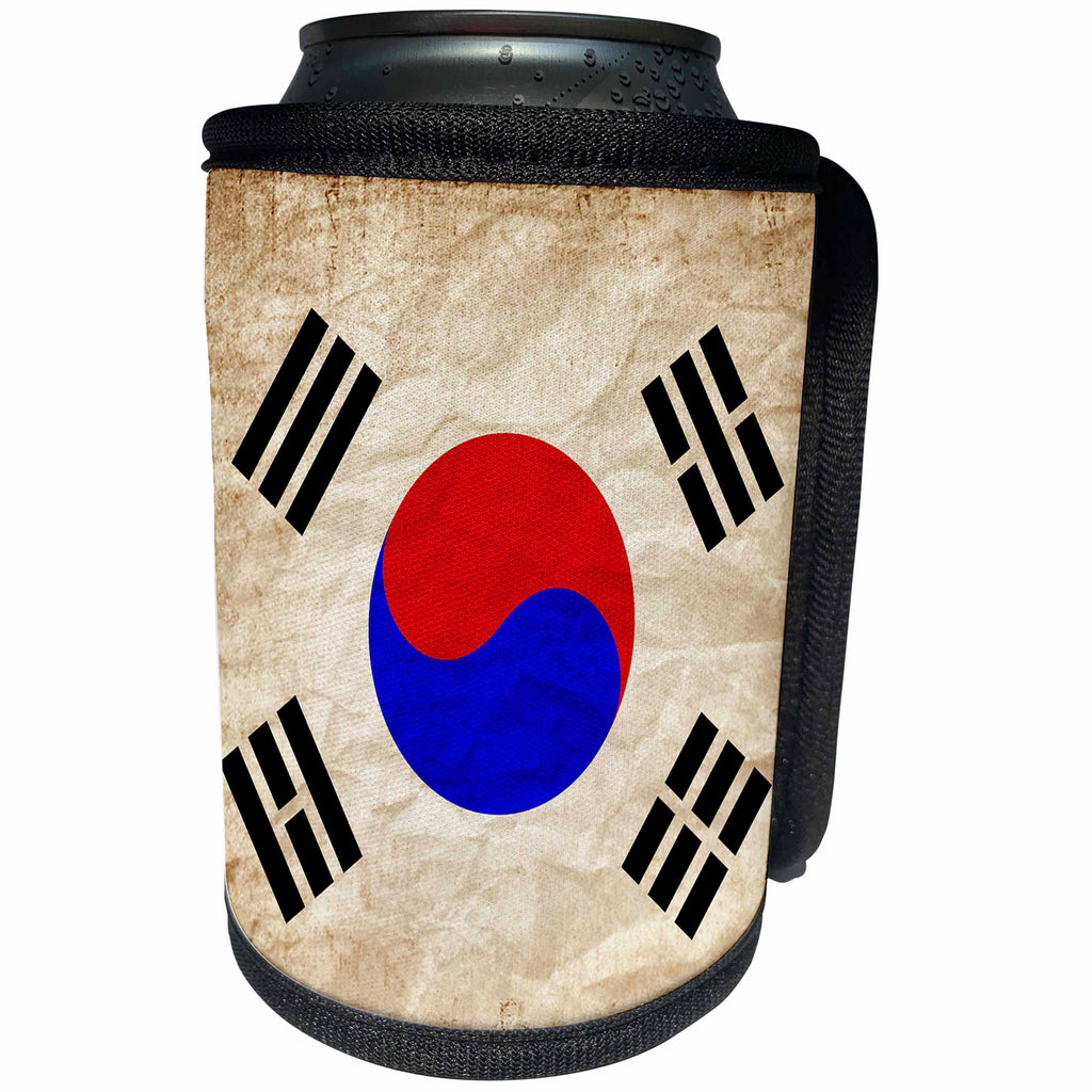 3dRose Sven Herkenrath Flags - South Korean Flag Old Look Trendy Work - Can Cooler Bottle Wrap (cc_255837)