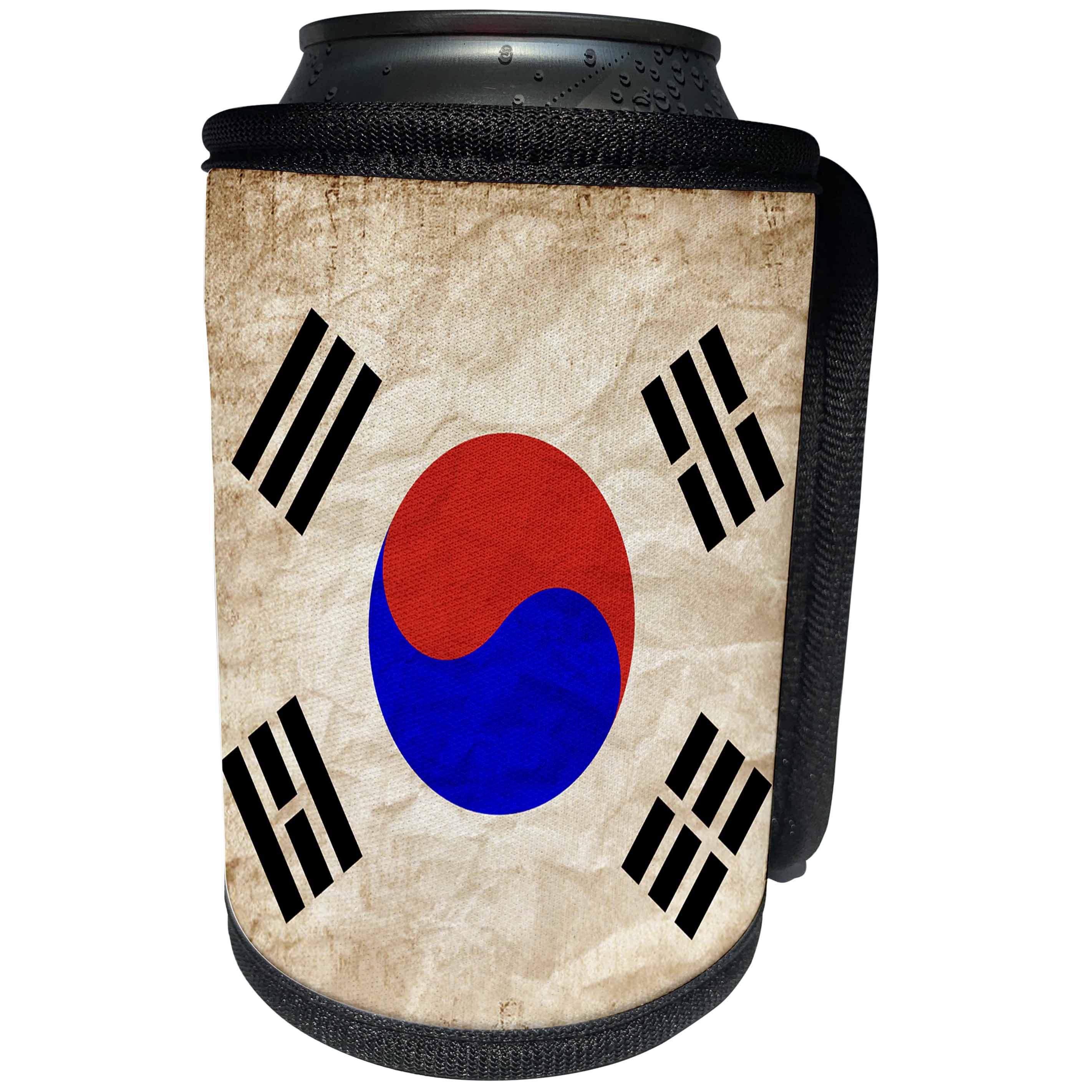 3dRose Sven Herkenrath Flags - South Korean Flag Old Look Trendy Work - Can Cooler Bottle Wrap (cc_255837)
