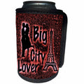 3dRose Sven Herkenrath Quotes - Big City Lover Quote Silhouette of Kissing Couple Eiffel Tower - Can Cooler Bottle Wrap (cc_255846)