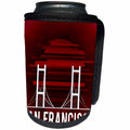 3dRose Sven Herkenrath Cities - Golden Gate Bridge White on Red Background San Francisco - Can Cooler Bottle Wrap (cc_255847)