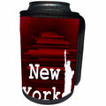 3dRose Sven Herkenrath Cities - New York White Letters and Statue of Liberty on Red Background - Can Cooler Bottle Wrap (cc_255848)