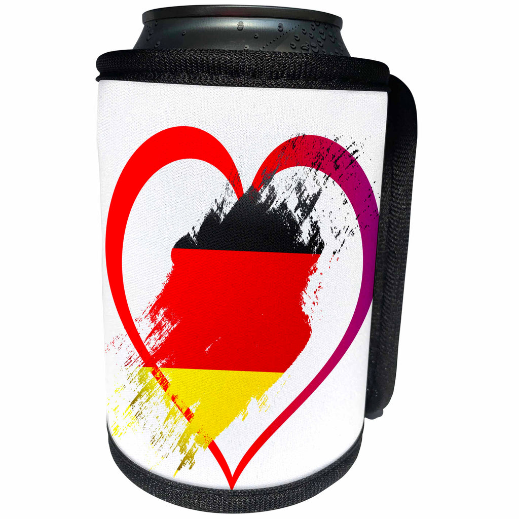 3dRose Sven Herkenrath Flags - German Flag inside a Heart on White Background Trendy Work - Can Cooler Bottle Wrap (cc_255850)