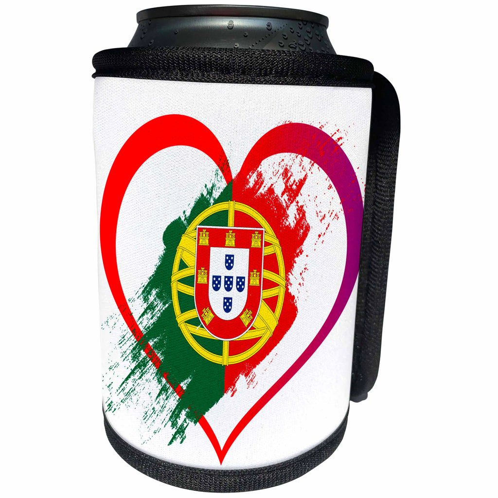 3dRose Sven Herkenrath Flags - Portuguese Flag inside a Heart White Background Trendy Work - Can Cooler Bottle Wrap (cc_255855)