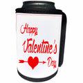3dRose Sven Herkenrath Valentine - Happy Valentines Day Red Letters Heart with Arrow White Background - Can Cooler Bottle Wrap (cc_255861)