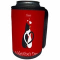 3dRose Sven Herkenrath Valentine - Happy Valentines Day Black and White Cats on Red Background - Can Cooler Bottle Wrap (cc_255870)