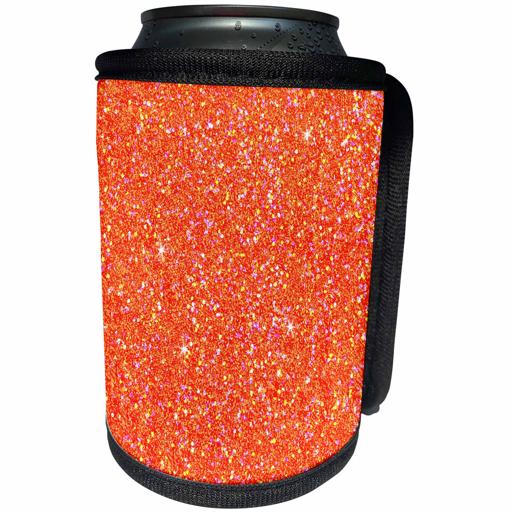 3dRose Sven Herkenrath Abstract - Orange with Gold and White Glittery Looking Pattern - Can Cooler Bottle Wrap (cc_255872)