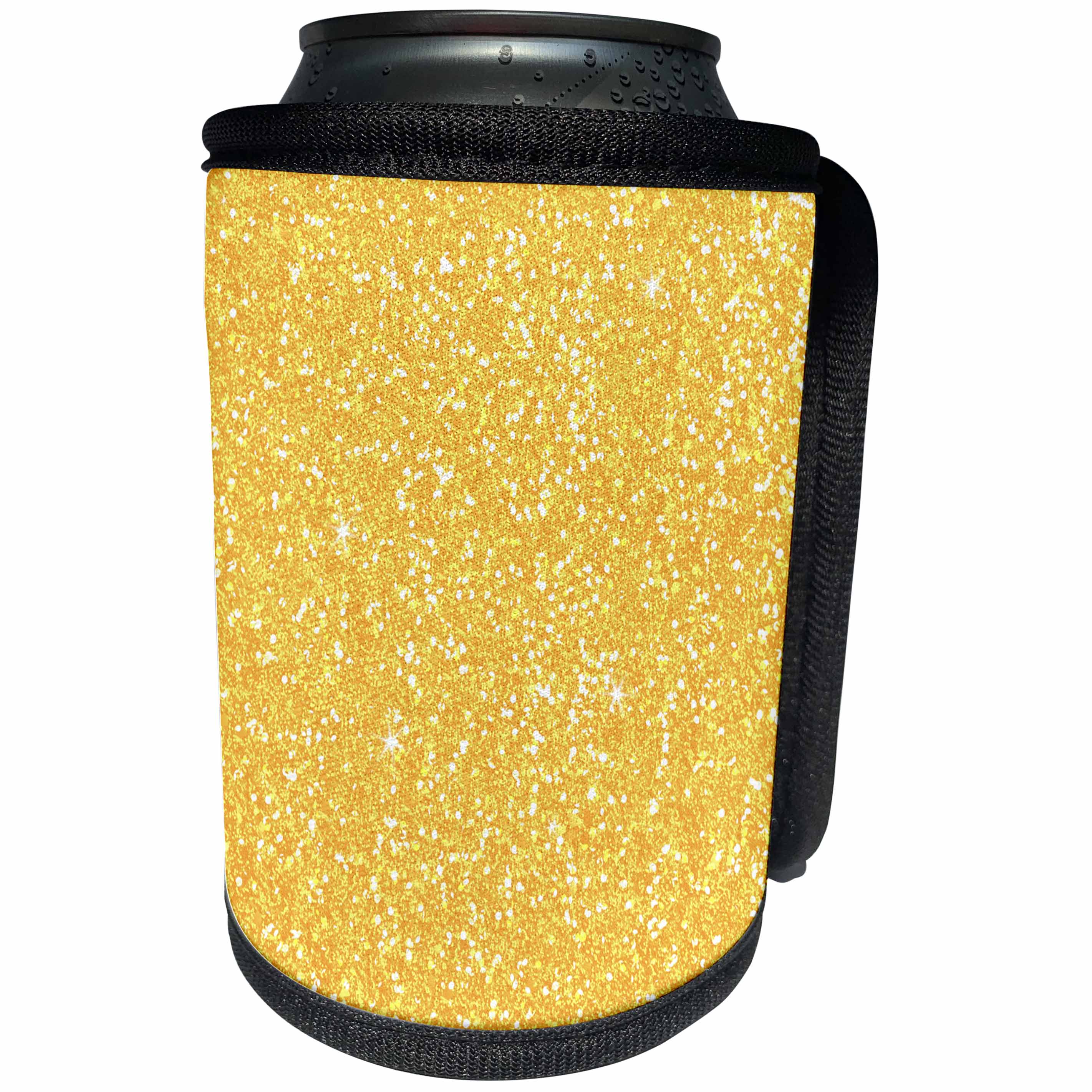 3dRose Sven Herkenrath Abstract - Yellow with Gold and White Glittery Looking Pattern - Can Cooler Bottle Wrap (cc_255875)