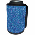 3dRose Sven Herkenrath Abstract - Dark Blue with White and Purple Glittery Looking Pattern - Can Cooler Bottle Wrap (cc_255878)