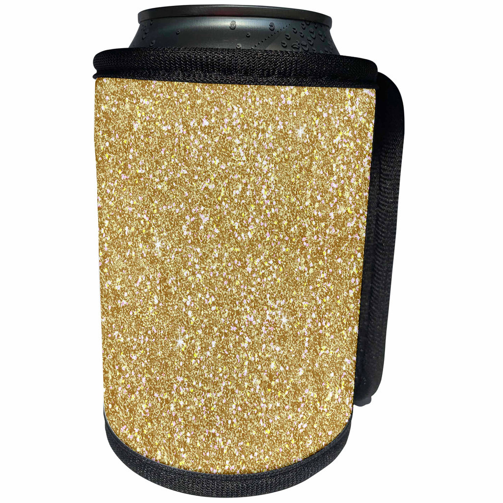 3dRose Sven Herkenrath Abstract - Gold with White Glittery Looking Pattern - Can Cooler Bottle Wrap (cc_255880)
