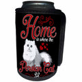 3dRose Sven Herkenrath Quotes - Home Is where the Persian Cat Is White Cat on Black Background Quote - Can Cooler Bottle Wrap (cc_255884)