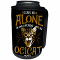 3dRose Sven Herkenrath Quotes - Leave Me Alone Im only Speaking to my Ocicat Cat on Black Background - Can Cooler Bottle Wrap (cc_255885)