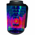 3dRose Jos Fauxtographee- Layered Abstract - Layers of blue and pink with yellow striated on turquoise - Can Cooler Bottle Wrap (cc_255954)