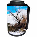 3dRose Jos Fauxtographee- Barren Tree in Winter - A barren tree on a snowy day with a blue sky and clouds - Can Cooler Bottle Wrap (cc_255976)