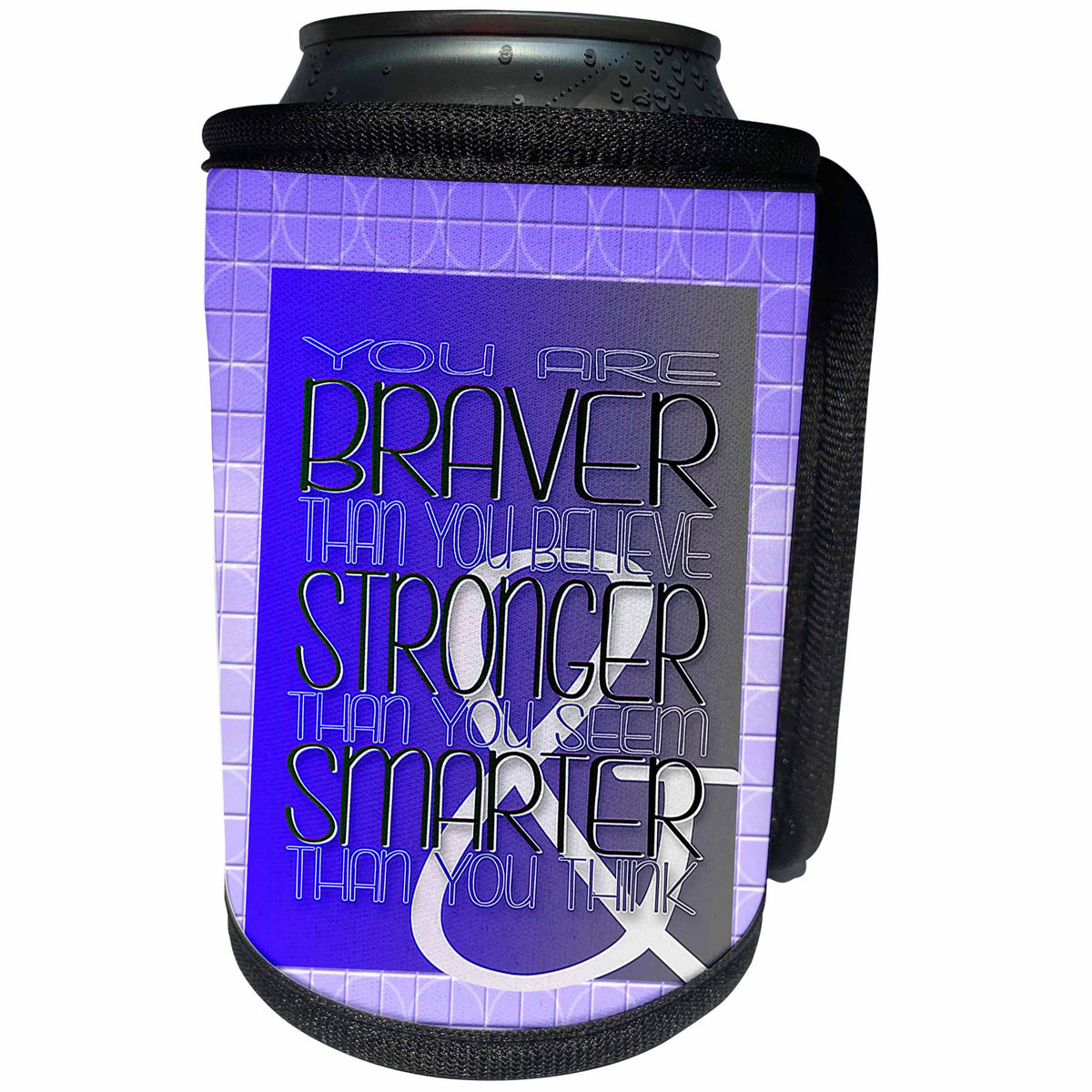 3dRose Beverly Turner Graduation Design - You are Braver Believe Stronger Seem Smarter Think, Purple - Can Cooler Bottle Wrap (cc_255998)